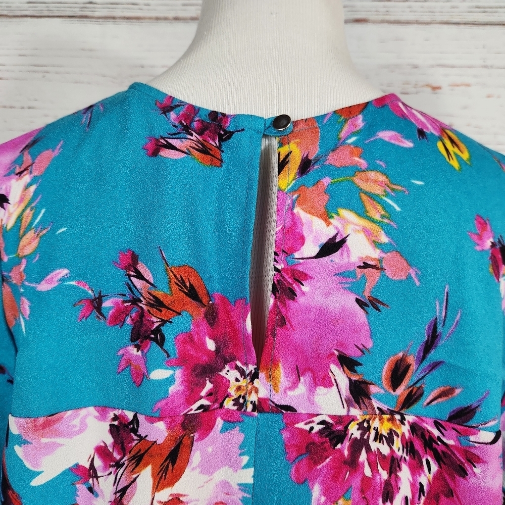 CHARLES HENRY Floral Crepe High/Low Trapeze Dress - Picture 6 of 8